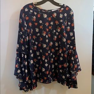 Milly silk satin top with flutter sleeve size 8.